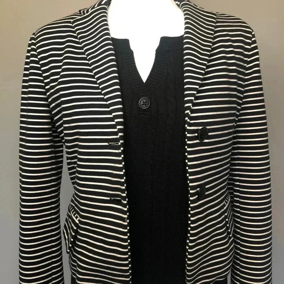 Part Two Black and White Striped Crop Blazer - Picture 2 of 10